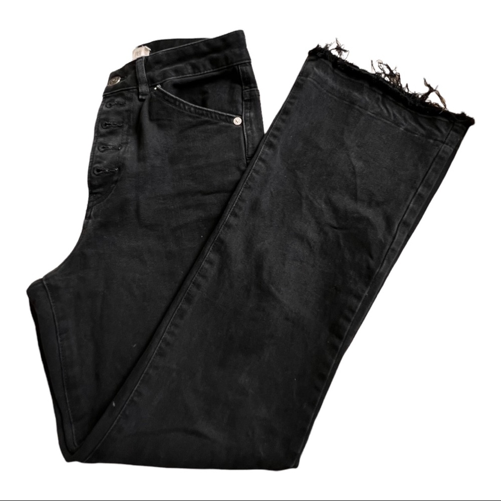 We the Free People Women's Button Fly Crop Jeans in Black Size 26 raw hem